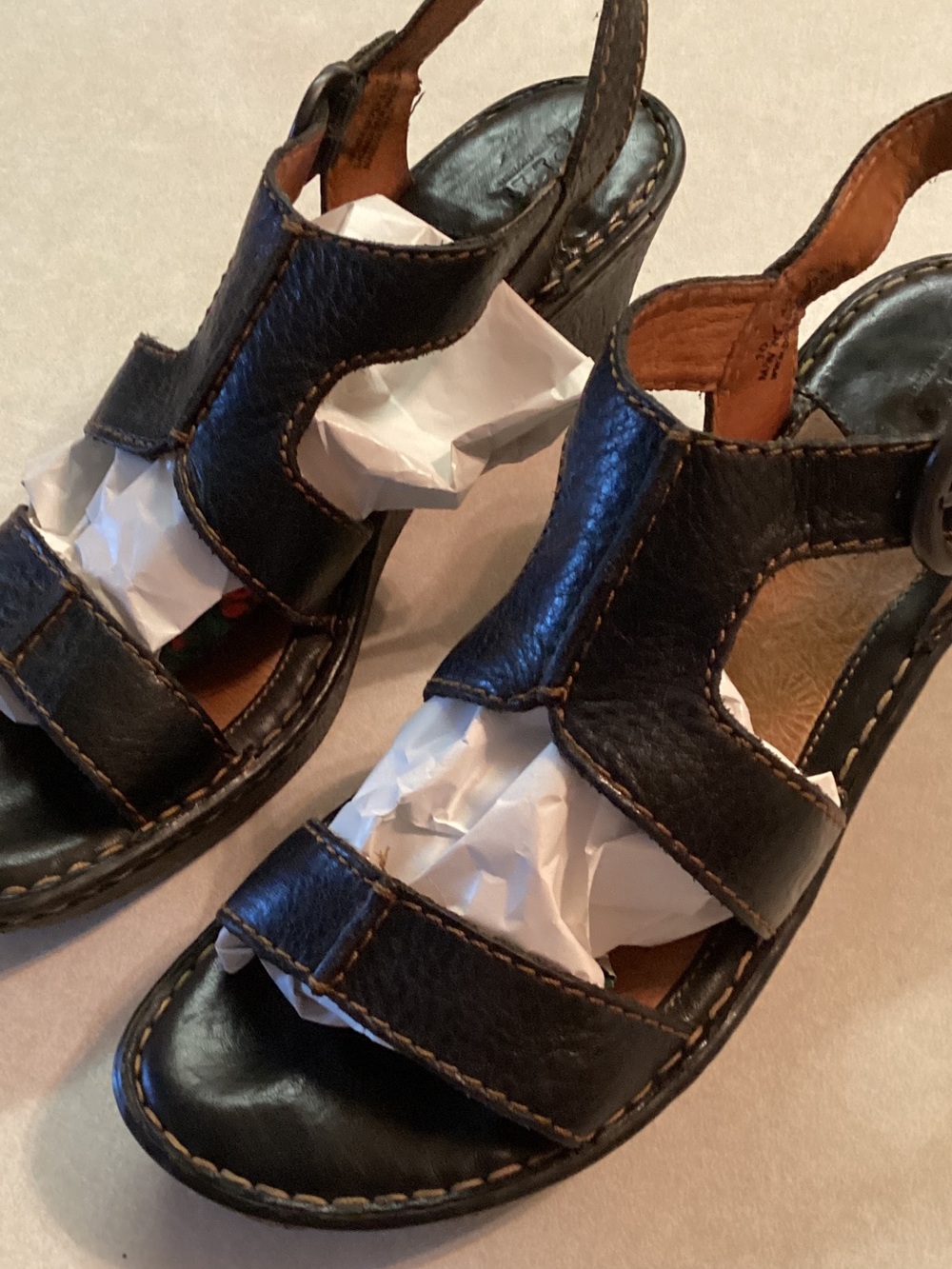 Black Leather Slingback Sandals size 10 - Picture 6 of 9